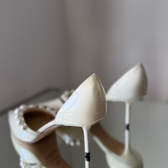 New Jimmy Choo Aurelie 65 Latte Patent Leather Pointed Pumps with Pears $995 - Picture 9 of 14